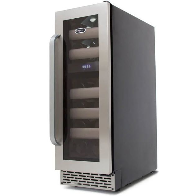 Whynter Elite 17 Bottle Seamless Stainless Steel Door Dual Zone Built-in Wine Refrigerator