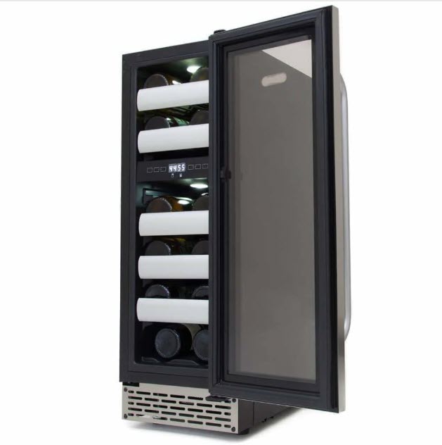 Whynter Elite 17 Bottle Seamless Stainless Steel Door Dual Zone Built-in Wine Refrigerator