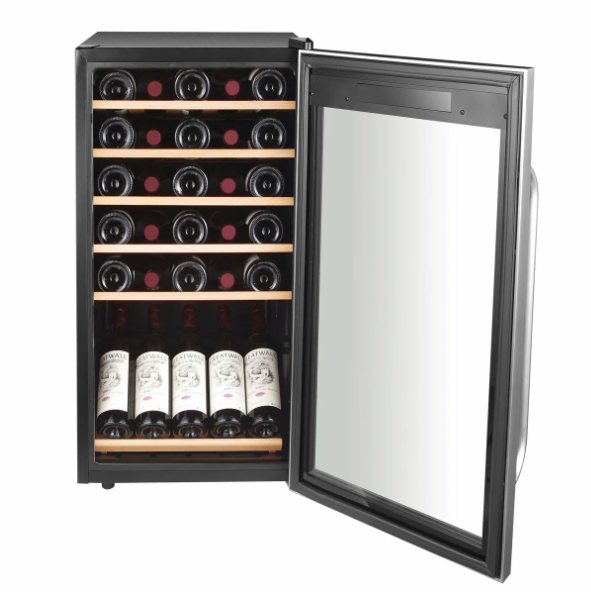 Whynter 34 Bottle Freestanding Stainless Steel Refrigerator with Display Shelf and Digital Control