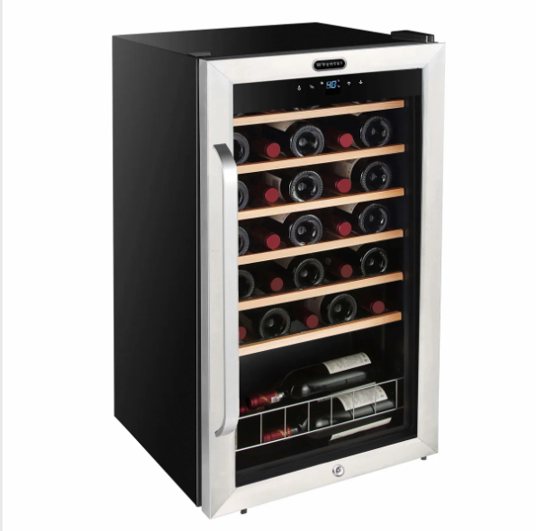 Whynter 34 Bottle Freestanding Stainless Steel Refrigerator with Display Shelf and Digital Control